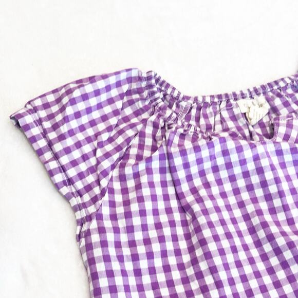 Olive Juice Gingham Plaid Top sz 7 purple gingham short sleeve Flutter Sleeve - Picture 4 of 6